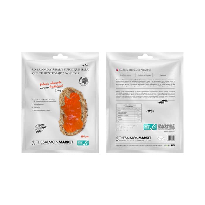 salmón ahumado noruego premium en lonchas 200 gramos